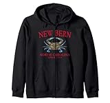 New Bern North Carolina Crab Town Since 1710 Red Letters Zip Hoodie