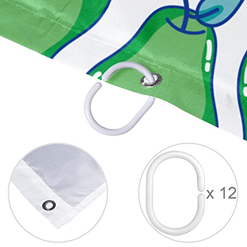Rideau de douche poire verte lavable et résistant de 168x183 cm
