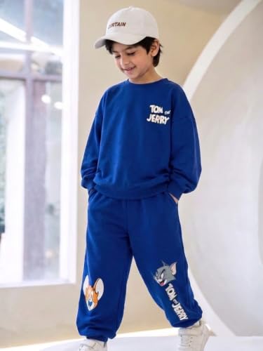 Image of Nap Chief Kids Cotton Official Tom & Jerry Printed Co ord set for Boys & Girls, Sweatshirt and Joggers Clothing Set for Casual Wear