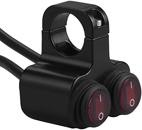 Universal 7/8" Handlebars 22mm Waterproof Double Control Kill Button Headlight Switch Hazard Brake Fog Light ON Off Switches CNC Aluminium Alloy Compatible with Motorcycle ATV Bike Scooter…