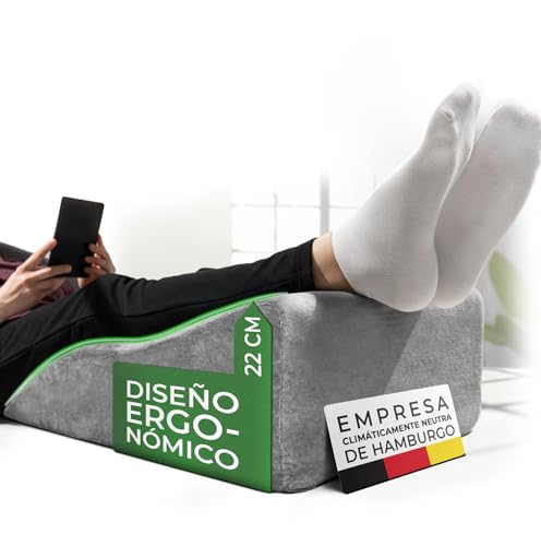 Well B4 Almohada para piernas con Varices MEDIO - Cojin reposapiernas, dolor de espalda y rodillas, cuña para piernas pesadas, mejora la circulación piernas hinchadas, ergonomico, transpirable lavable
