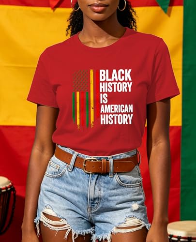 Image of Juneteenth Shirts for Women-Black History is American History Tee Tops African American Short Sleeves