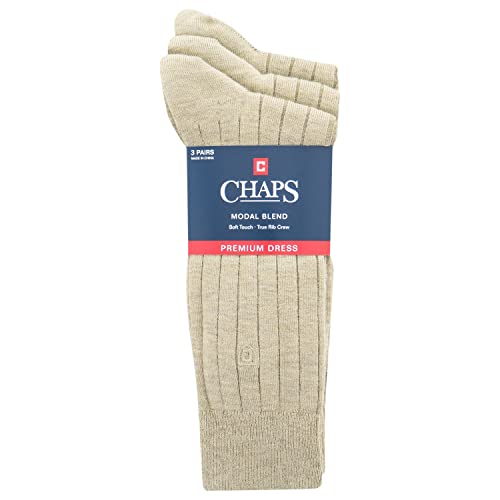 Chaps Men's Soft Touch True Rib Dress Crew Socks-3 Pair Pack-Modal Blend and Embroidered Detail4