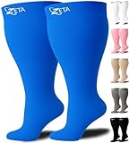 Zeta Wear 1 Pair Plus Size Knee-High Compression Socks - Closed Toe, 15-19 mmHg Graduated Support for Women & Men | Wide Calf Fit Up to 26" | Swelling, Varicose Veins, Nurses, Pregnancy, Travel