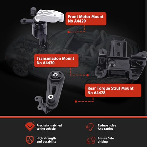 QRYIPPDM Front Right Engine Motor Mount Compatible with 2011 2012 2013 2014 Mazda 2 1.5L L4 3-Piece Set Replace OE：A4428 A4429 A4430 D65239060H D65239040 by QRYIPPDM - Image 3