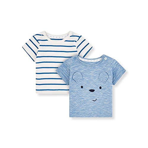Mothercare Io MFB 2pk SS Tshirts Camiseta, (Blue 128), Early Baby (Size:2.3) para Bebés