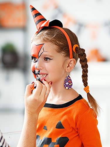 20 Pairs Halloween Faux Leather Earrings Layered Leather Teardrop Drop Earrings Pumpkin Skull Spider Print Gifts for Women3