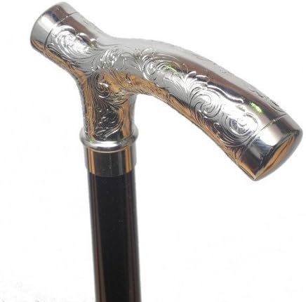 Amazon イタリア製 ダンディ おしゃれ ステッキ T型 シルバー 長さ調節可能 ファッション 杖 イタリアステッキ 一本杖