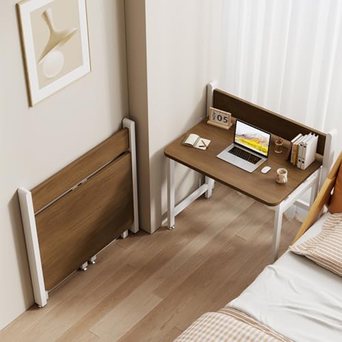 Escritorio plegable para computadora para oficina en casa, estudio y espacios pequeños, fácil montaje, marco de metal resistente, espacio de trabajo de 80 cm, ideal para decoración minimalista y