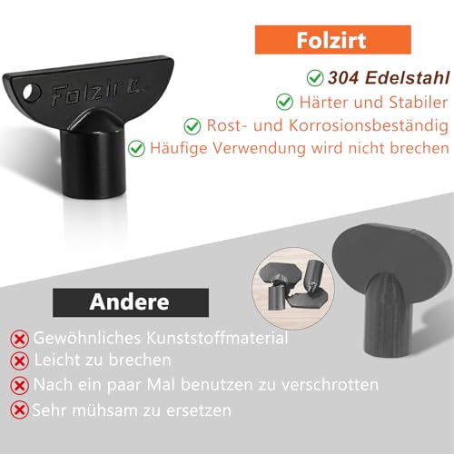 Folzirt 2 Stück 304 Edelstahl Wasserhahn Steckschlüssel für Außenwandventil, Härtere frostsichere Außenarmatur für Eckventil, Wasserhahn Drehknopf Garten, Außengriff Ersatzteile