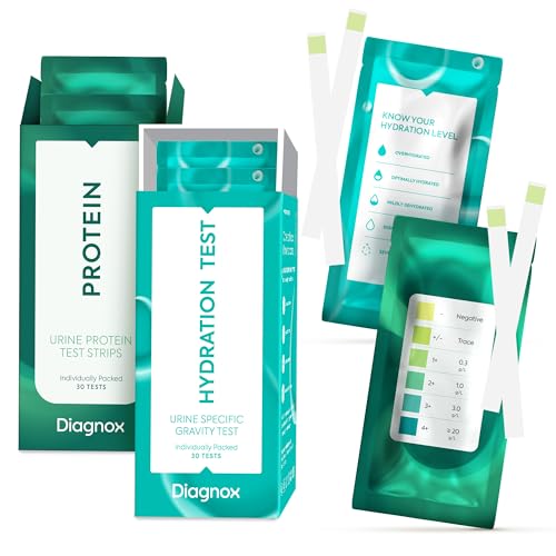 Protein Urine Test Strips [30 Tests] and Hydration Test Strips [30 Tests] - Individually Packaged and Science Backed