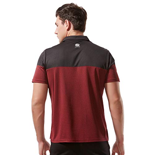 Jutonhdl Men's Short Sleeve Golf Polo Shirt Moisture Wicking Upf 50+ Performance Contrast Color Patchwork Golf Shirt Black/Red Large #TOP4