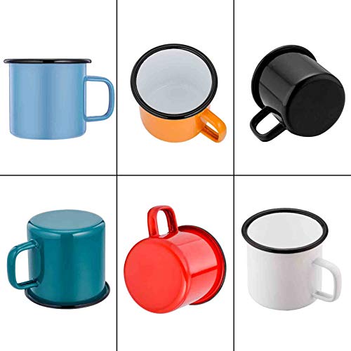TeamFar Coffee Mug, 12 oz Tea Enamel Mug Camp Drinking Cups, White/Blue/Green/Black/Red/Yellow Vintage for Indoors and Outdoors, Non Toxic & Portable, Attractive Color & Classic Design - Set of 6