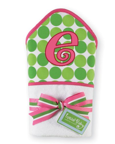Image of Baby Girl Pink Initial Hooded Terry Towel, Letter E