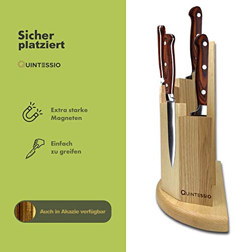 QUINTESSIO Magnetische Messenblok zonder Messen - Halfronde Magnetische Houten Messenhouder - XL-Messenplank met Extra… - Afbeelding 6