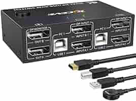 残り1点⭐️スイッチ2 コンピューター 2モニターディスプレイポーUSBKVM Amazon.co.jp: KVMスイッチ 1 モニター 2 コンピューター