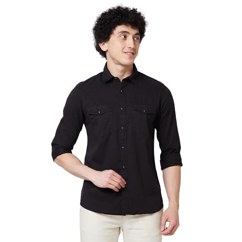 Image of Spykar Men's Regular Fit N /A Full Sleeve Solid Casual Shirts