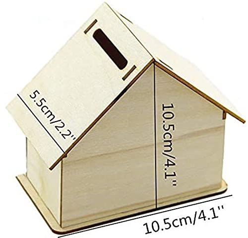 Alfyng 6 Pcs Diy Wooden Piggy Bank, Children's Handmade House Coin Bank, Paint And Decorate Assembly House Craft Kits, Fun Unfinished Art Craft Creative Gifts For Kids (4.1"X4.1"X2.2") #TOP1