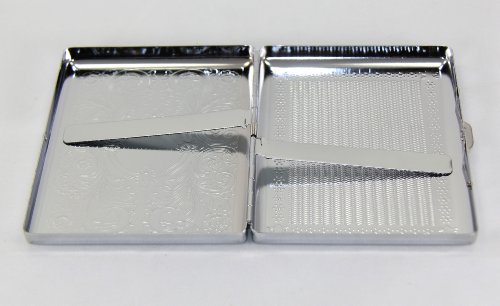 Victorian Style Classic Metallic Silver Color Double Sided King And 100S Cigarette Case Holder And Credit Card Rfid Protective Security Wallet (Magic Mirror) #TOP4