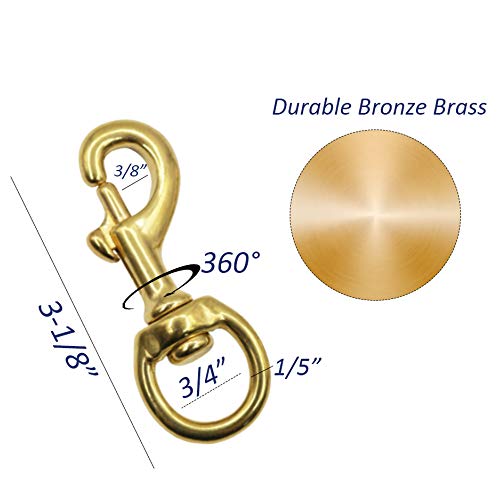 Pission Flag Clips 4 Pack Heavy Duty Brass Swivel Snaps Hook For Rope, Flag Pole Hardware To Attach With Rope, Dog Chain, Leather Craft #TOP1