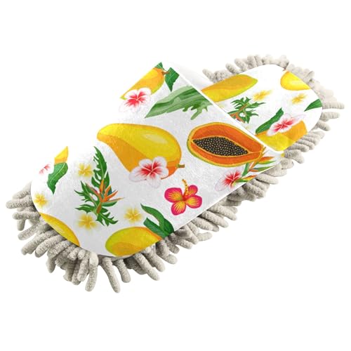 Kigai Mangoes Mop Slippers for Floor Cleaning, Slippers for Women Men, Microfiber Floor Cleaning, L