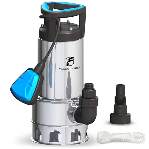 1HP 4000GPH Submersible Sump Pump Stainless Steel, Auto/Manual Control with 26-Foot Cord, Drain Clean/Dirty Water for Basement Flood Cellar Pool Pond Garden Hot Tub