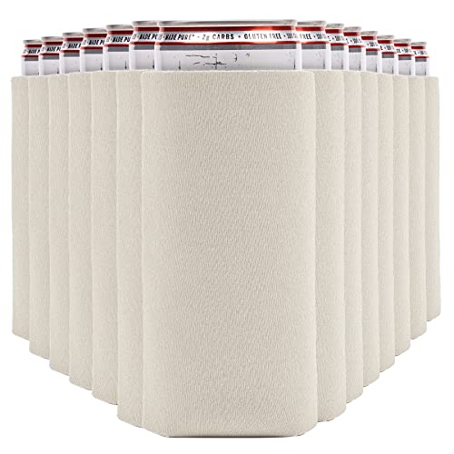 Image of Slim Can Cooler Sleeves (30-Pack) Soft Insulated Slim Can Koolie for White Claw Seltzer & Slim Beer - HTV Blanks for Vinyl Projects - Skinny Can Koolies Bulk - Tall Can Coolies for Slim Cans (Stone)