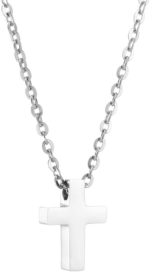 Minimalist Small Cross Pendant Necklace for Women, Stainless Steel Religious Jewelry, Dainty Christian Necklace, Simple Elegant Cross Necklace, Gift for Her