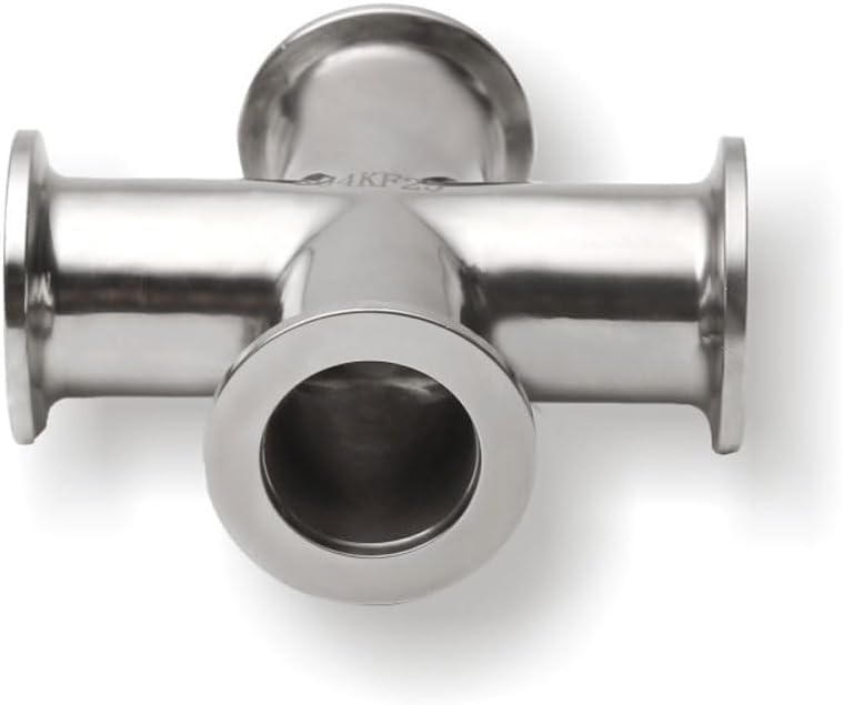 KF-10/16/25/40/50 Vacuum Tri Clamp Cross 4 Ways SUS304 Stainless Pipe Fitting Beer Brewing Diary Product(KF-10)