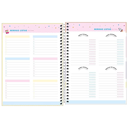 Agenda Espiral Planner Happy M7, Tilibra, Rosa
