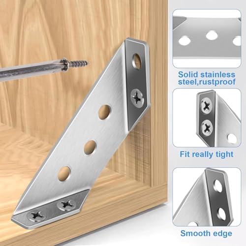 Image of Heavy Duty L Shape Corner Bracket for Furniture Corner Connectors Bracket for Wall Mounting, Metal Support Bracket for Shelves and Furniture (10)