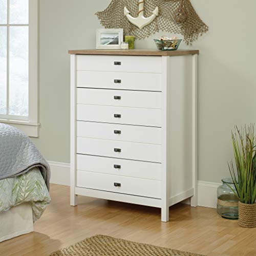 Image of Sauder Cottage Road 4-Drawer Chest, Soft White finish, L: 32.44 inch x W: 19.29 inch x H: 44.92 inch