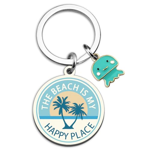Celunux Beach Gifts For Women Girl Blue Beach Keychain Cute Jellyfish Decor Beaches Themed...