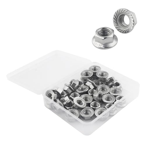 AOMIKITSTU Flange Nuts 35pcs, M10 Flange Hex Nuts, Serrated Flange Hex Locknuts, Hexagon Flange Nuts, or Manufacturing Industry