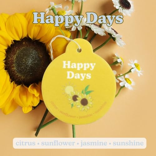 Image of Happy Wax Clean Mix Car Charms 4-Pack Included Scents: Lemon Verbena, Fresh Cotton, Happy Days, Calming Lavender