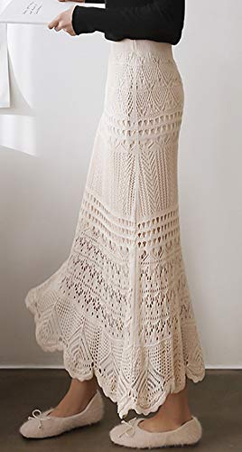 GGUHHU Women's Elegant Crochet Knitting Long Skirt Elastic Waist Package Hip Maxi Skirts3
