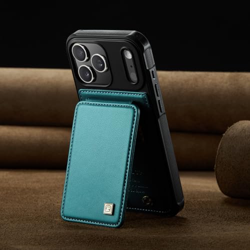 Étui portefeuille iPhone 17 bleu vert idéal pour sorties et voyages