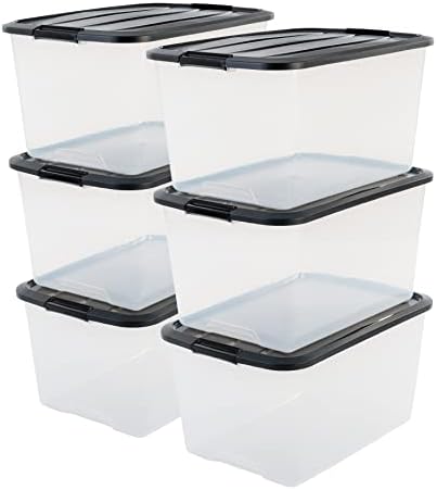 Iris Ohyama, Set of 3, Storage Boxes, 5 L, with Snap Closure, Stackable, Living Room, Bedroom, Garage - New Top Box NTB-5 - Silver