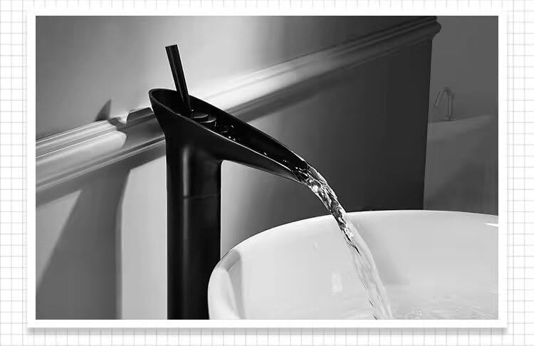 Robinet mitigeur cascade en laiton noir rotatif à 360 pour lavabo