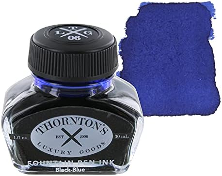 Thornton's Luxury Goods Premium Fountain Pen Ink Bottle 30ml | Smooth Effortless Flawless Writing | Suitable for All Brand and Calligraphy Pens | Office Supplies (Black-Blue)