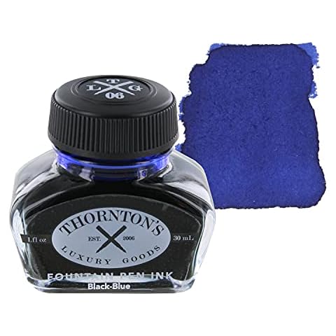 Thornton's Luxury Goods Premium Fountain Pen Ink Bottle 30ml | Smooth Effortless Flawless Writing | Suitable for All Brand and Calligraphy Pens | Office Supplies (Black-Blue) Cover