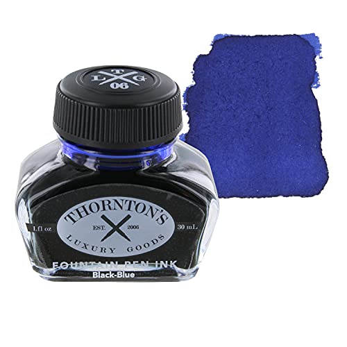 Thornton's Luxury Goods Premium Fountain Pen Ink Bottle 30Ml | Smooth Effortless Flawless Writing | Suitable For All Brand And Calligraphy Pens | Office Supplies (Black-Blue) #TOP18