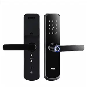 Ozone Smart Door Locks for Main Door with Doorbell | 4 Way Unlock with Fingerprint | PIN Code | RFID Card | Emergency Key | Black | 24 Months Warranty (OZ-FDL-04-STD*)