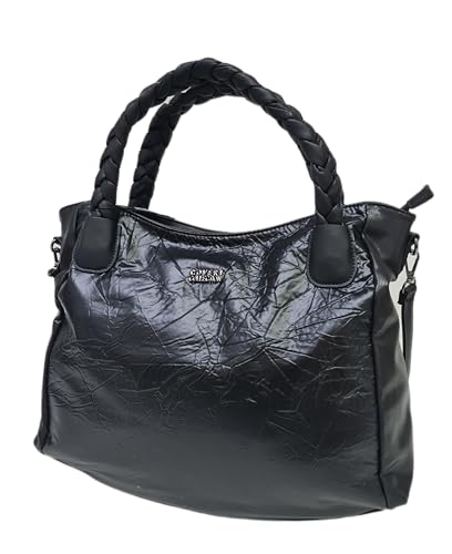 COVERI COLLECTION Borsa Donna Vintage in Pelle Sintetica, Manici e Tracolla Regolabile Rimovibile, (NERO)