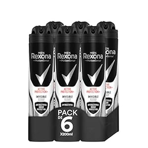 Rexona Active Protection+ Desodorante Aerosol Antitranspirante para hombre Invisible  200ml – Pack de 6