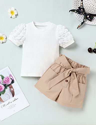 Bilison 1-6T Toddler Baby Girl Clothes For Summer Sloid Color White Black Top+ Shorts Trendy Outfits Set #TOP1