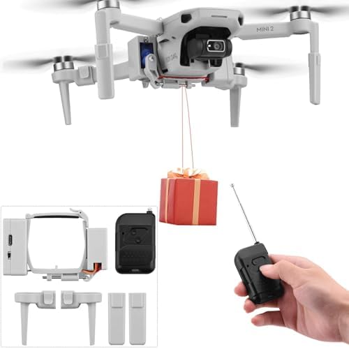 iEago RC Mini 2 Airdrop System for DJI Mini 4K / Min 2 SE/Min 2 / Mavic Mni Payload Drop Device Drone Fishing Bait Release Wedding Ring Search Tools Dropper System with Landing Gear Accessories