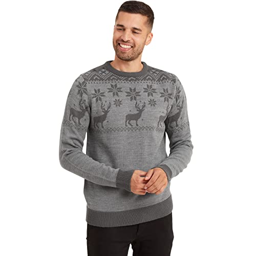 Snuggaroo Pull de Noël tricoté pour homme et femme Motif renne, Gris, anthracite, M Cover
