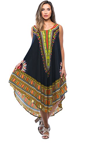 Riviera Sun 21755-BLK-PS Dashiki Dress Dresses for Women Black