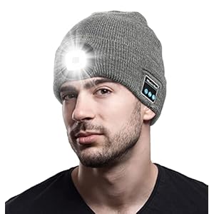 Bluetooth Beanie Hat with Light, Unique Tech Gifts for Men Husband Him Teen, Wireless Headphones for Fishing Jogging…
